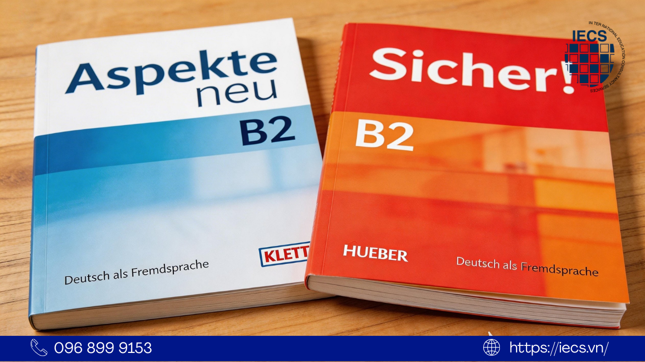 Bộ Tài Liệu Tiếng Đức B2 Aspekte Neu và Sicher được sắp xếp ngăn nắp
