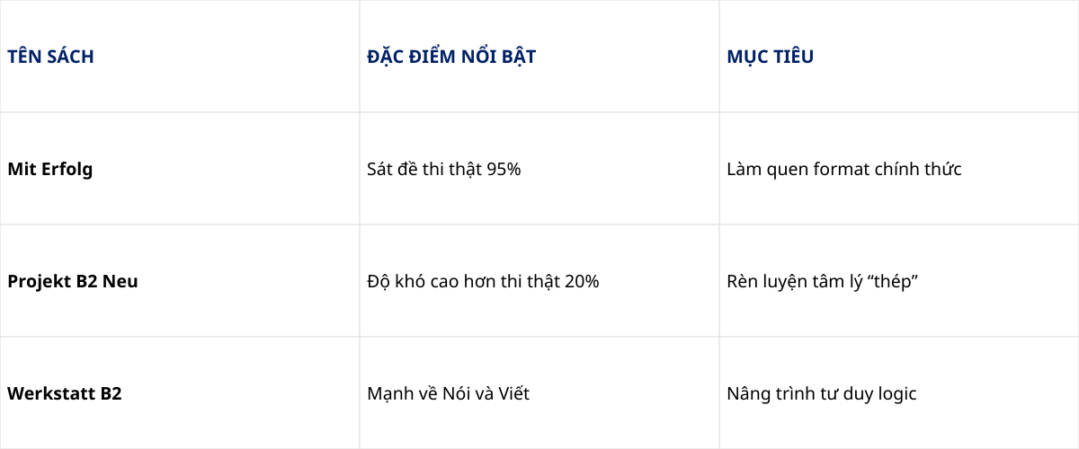 Về sách luyện thi Goethe B2